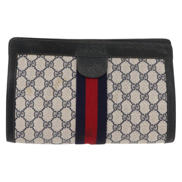 GUCCI GG Supreme Sherry Line Clutch Bag PVC Navy Red 67 014 2125 Auth 148805 - 0