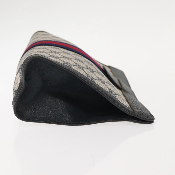 GUCCI GG Supreme Sherry Line Clutch Tas PVC Navy Rood 67 014 2125 Auth 148805