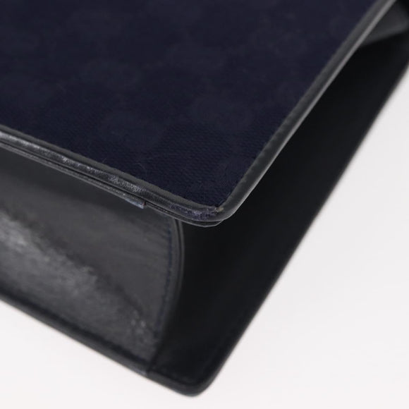 GUCCI GG Canvas Sherry Line Shoulder Bag Navy Gold Red Auth 148806