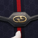 GUCCI GG Canvas Sherry Line Shoulder Bag Navy Gold Red Auth 148806-17
