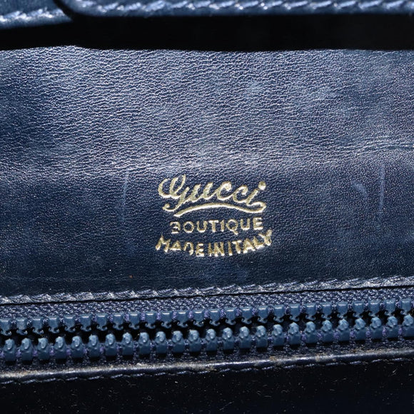 GUCCI GG Canvas Sherry Line Shoulder Bag Navy Gold Red Auth 148806