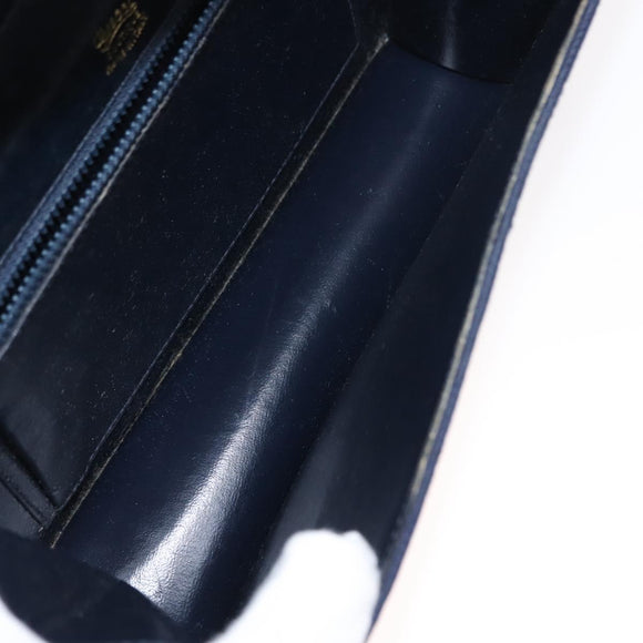 GUCCI GG Canvas Sherry Line Shoulder Bag Navy Gold Red Auth 148806