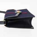 GUCCI GG Canvas Sherry Line Shoulder Bag Navy Gold Red Auth 148806-4