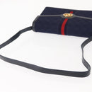 GUCCI GG Canvas Sherry Line Shoulder Bag Navy Gold Red Auth 148806-7