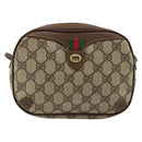 GUCCI GG Supreme Web Sherry Line Bag PVC Beige Gold Red 89 02 066 Auth 148807-2