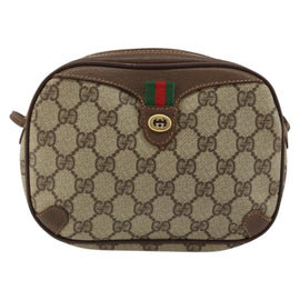 GUCCI GG Supreme Web Sherry Line Bag PVC Beige Gold Red 89 02 066 Auth 148807 - 0