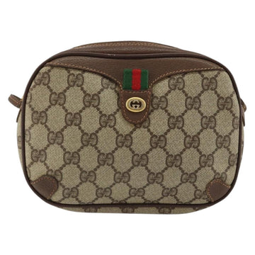 GUCCI GG Supreme Web Sherry Line Bag PVC Beige Gold Red 89 02 066 Auth 148807 - 0