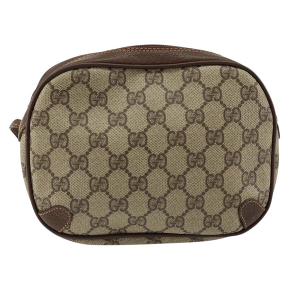 GUCCI GG Supreme Web Sherry Line Bag PVC Beige Gold Red 89 02 066 Auth 148807