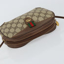 GUCCI GG Supreme Web Sherry Line Bag PVC Beige Gold Red 89 02 066 Auth 148807-6