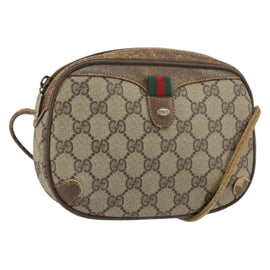 GUCCI GG Supreme Web Sherry Line Bag PVC Beige Gold Red 89 02 066 Auth 148808