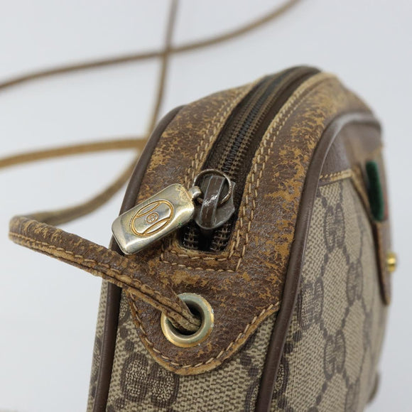 GUCCI GG Supreme Web Sherry Line Bag PVC Beige Gold Red 89 02 066 Auth 148808