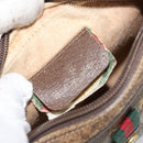 GUCCI GG Supreme Web Sherry Line Bag PVC Beige Gold Red 89 02 066 Auth 148808-16