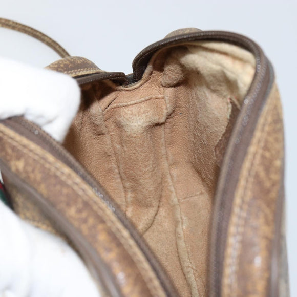 GUCCI GG Supreme Web Sherry Line Bag PVC Beige Gold Red 89 02 066 Auth 148808