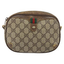 GUCCI GG Supreme Web Sherry Line Bag PVC Beige Gold Red 89 02 066 Auth 148808-2