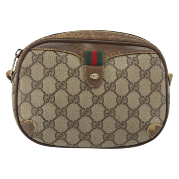 GUCCI GG Supreme Web Sherry Line Bag PVC Beige Gold Red 89 02 066 Auth 148808 - 0