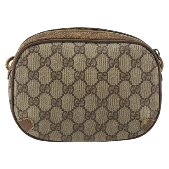 GUCCI GG Supreme Web Sherry Line Bag PVC Beige Gold Red 89 02 066 Auth 148808