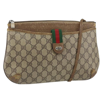 GUCCI GG Supreme Web Sherry Line Bag PVC Beige Gold Red 904 02 026 Auth 148810