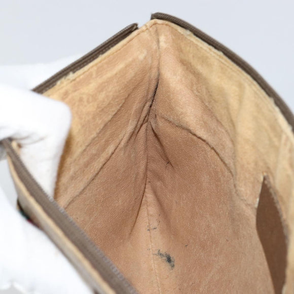 GUCCI GG Supreme Web Sherry Line Bag PVC Beige Gold Red 904 02 026 Auth 148810