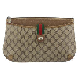 GUCCI GG Supreme Web Sherry Line Bag PVC Beige Gold Red 904 02 026 Auth 148810 - 0