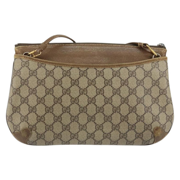 GUCCI GG Supreme Web Sherry Line Bag PVC Beige Gold Red 904 02 026 Auth 148810