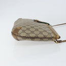 GUCCI GG Supreme Web Sherry Line Bag PVC Beige Gold Red 904 02 026 Auth 148810-4