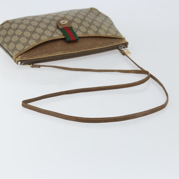 GUCCI GG Supreme Web Sherry Line Bag PVC Beige Gold Red 904 02 026 Auth 148810