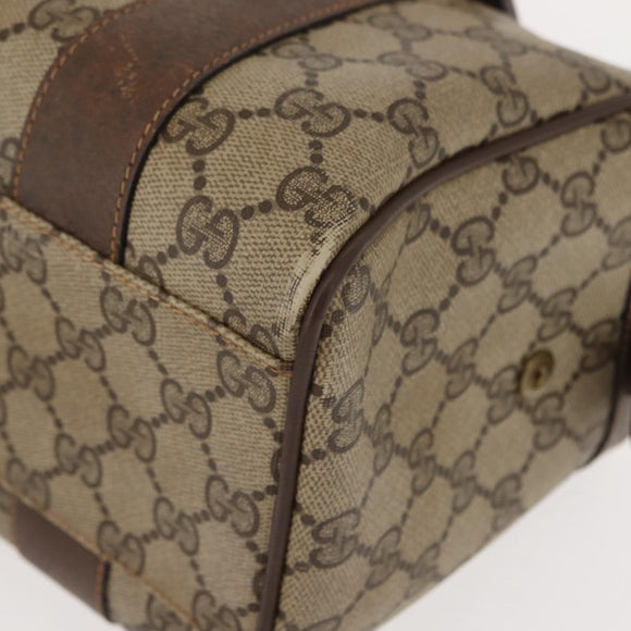 GUCCI GG Supreme Boston Bag PVC Beige Gold 000 40 0207 Auth 148811