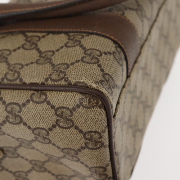 GUCCI GG Supreme Boston Bag PVC Beige Gold 000 40 0207 Auth 148811