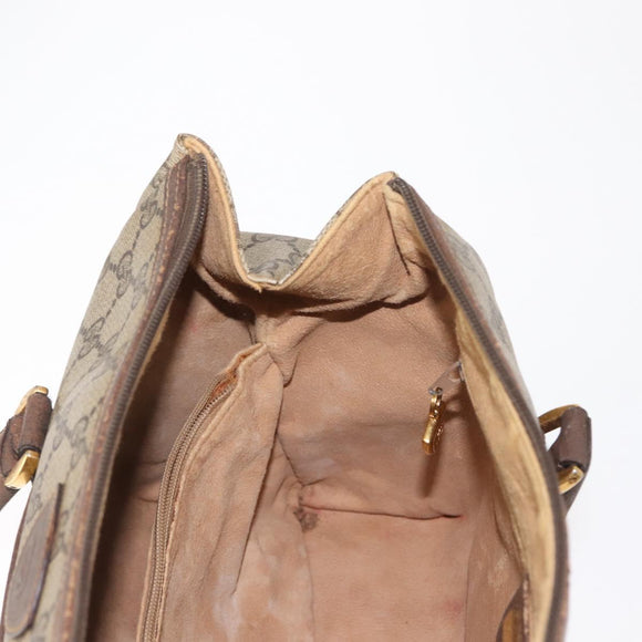 GUCCI GG Supreme Boston Bag PVC Beige Gold 000 40 0207 Auth 148811