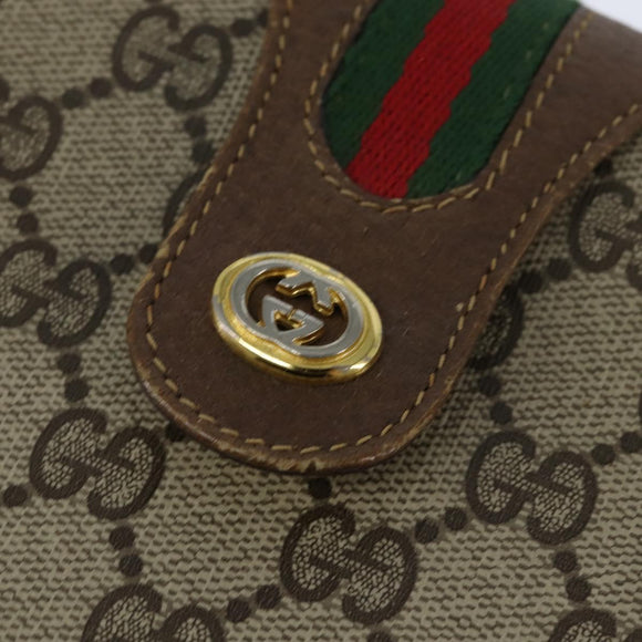 GUCCI GG Supreme Web Sherry Line Bag PVC Beige Gold 116 02 076 Auth 148812