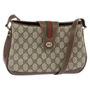 GUCCI GG Supreme Web Sherry Line Bag PVC Beige Gold 116 02 076 Auth 148812-1