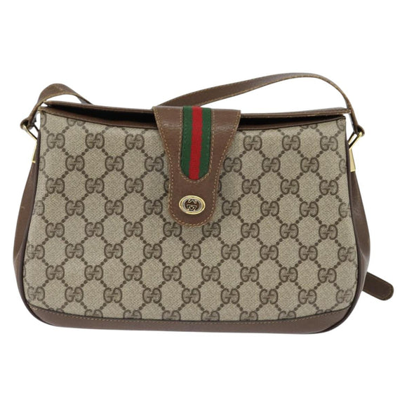 GUCCI GG Supreme Web Sherry Line Tasche PVC Beige Gold 116 02 076 Auth 148812