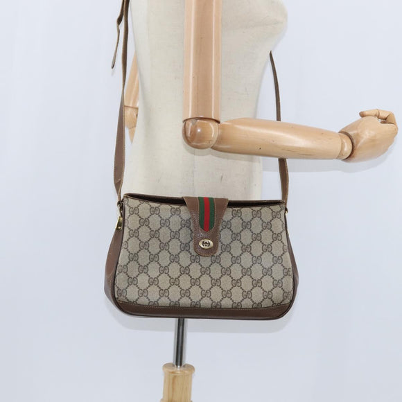 GUCCI GG Supreme Web Sherry Line Tasche PVC Beige Gold 116 02 076 Auth 148812