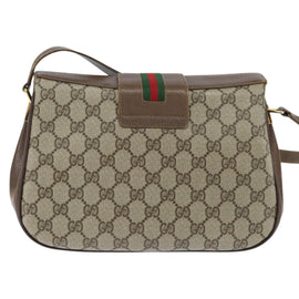 GUCCI GG Supreme Web Sherry Line Bag PVC Beige Gold 116 02 076 Auth 148812 - 0