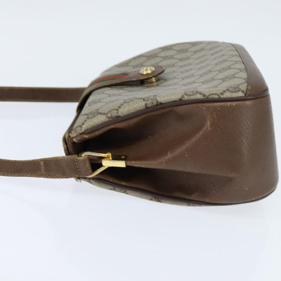 GUCCI GG Supreme Web Sherry Line Bag PVC Beige Gold 116 02 076 Auth 148812