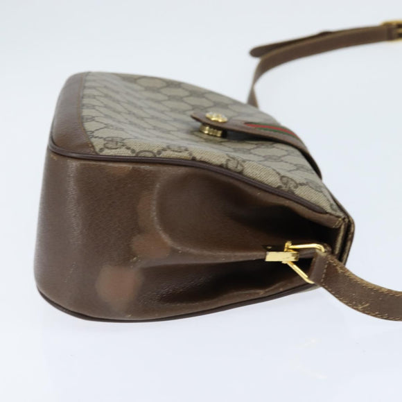 GUCCI GG Supreme Web Sherry Line Bag PVC Beige Gold 116 02 076 Auth 148812