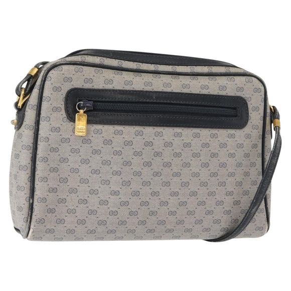 GUCCI Micro GG Supreme Bag PVC Leather Navy Gold 007 58 0014 Auth 148813