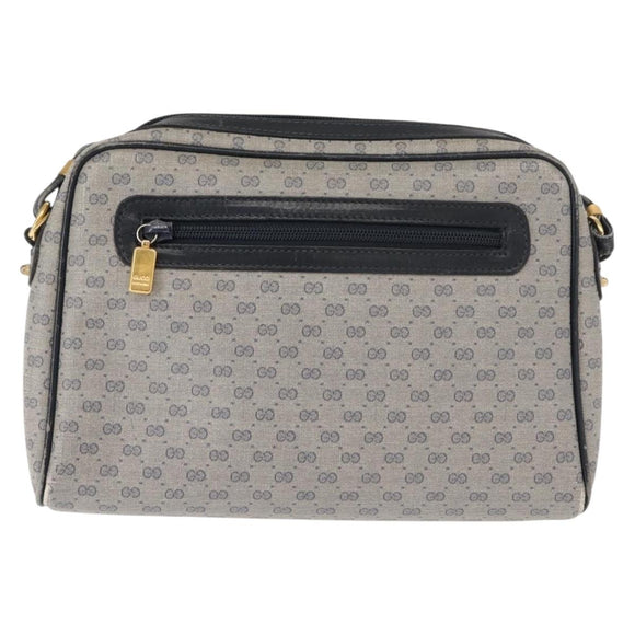 GUCCI Micro GG Supreme Bag PVC Leather Navy Gold 007 58 0014 Auth 148813