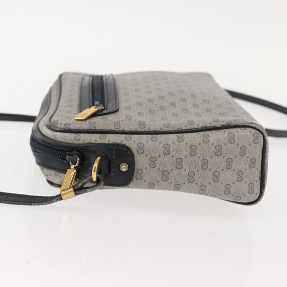 GUCCI Micro GG Supreme Bag PVC Leather Navy Gold 007 58 0014 Auth 148813