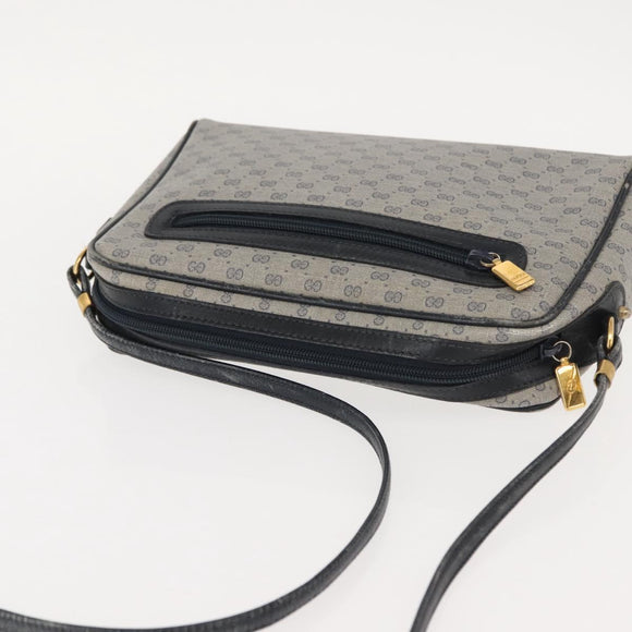 GUCCI Micro GG Supreme Bag PVC Leather Navy Gold 007 58 0014 Auth 148813