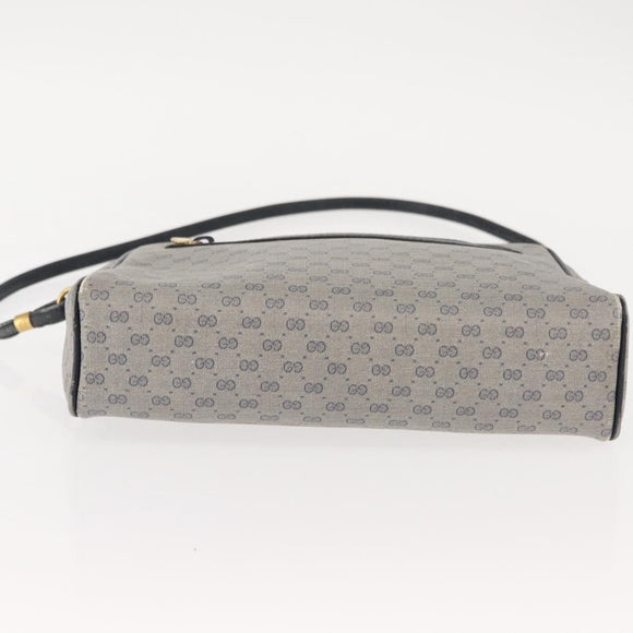 GUCCI Micro GG Supreme Bag PVC Leather Navy Gold 007 58 0014 Auth 148813