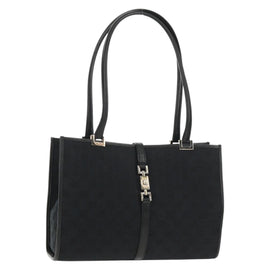 GUCCI GG Canvas Jackie Shoulder Bag Black Silver 002 1073 1781 Auth 148814V