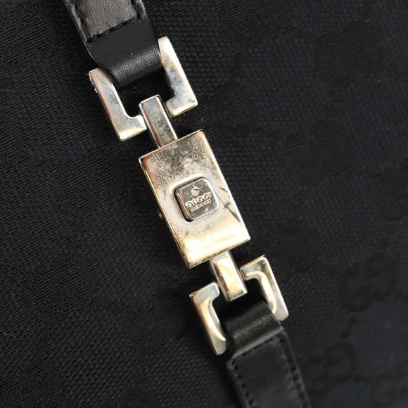 GUCCI GG Canvas Jackie Shoulder Bag Black Silver 002 1073 1781 Auth 148814V