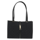 GUCCI GG Canvas Jackie Shoulder Bag Black Silver 002 1073 1781 Auth 148814V-2