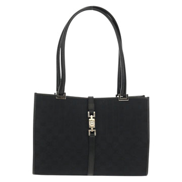 GUCCI GG Canvas Jackie Shoulder Bag Black Silver 002 1073 1781 Auth 148814V - 0
