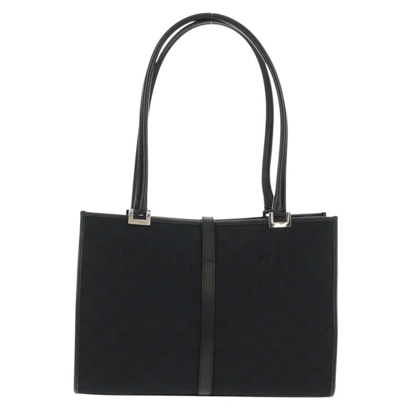 GUCCI GG Canvas Jackie Shoulder Bag Black Silver 002 1073 1781 Auth 148814V