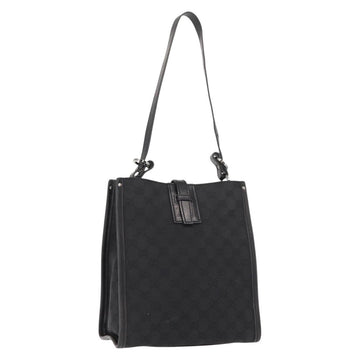 GUCCI GG Canvas Shoulder Bag Black Silver 110292 Auth 148815
