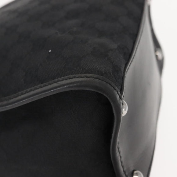 GUCCI GG Canvas Shoulder Bag Black Silver 110292 Auth 148815