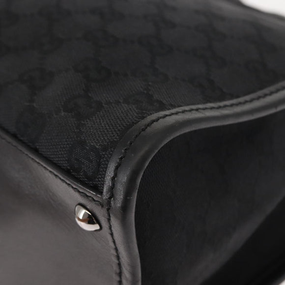 GUCCI GG Canvas Shoulder Bag Black Silver 110292 Auth 148815