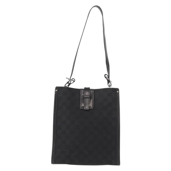 GUCCI GG Canvas Shoulder Bag Black Silver 110292 Auth 148815